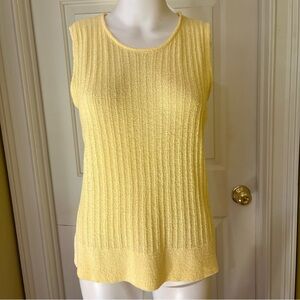 Hampshire Studio Women's Butter Yellow Ribbed Knit Sleeveless Sweater Top Size M